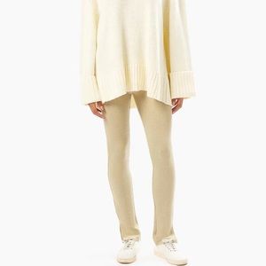 NWT WeWoreWhat ribbed flare pant in oat - size m